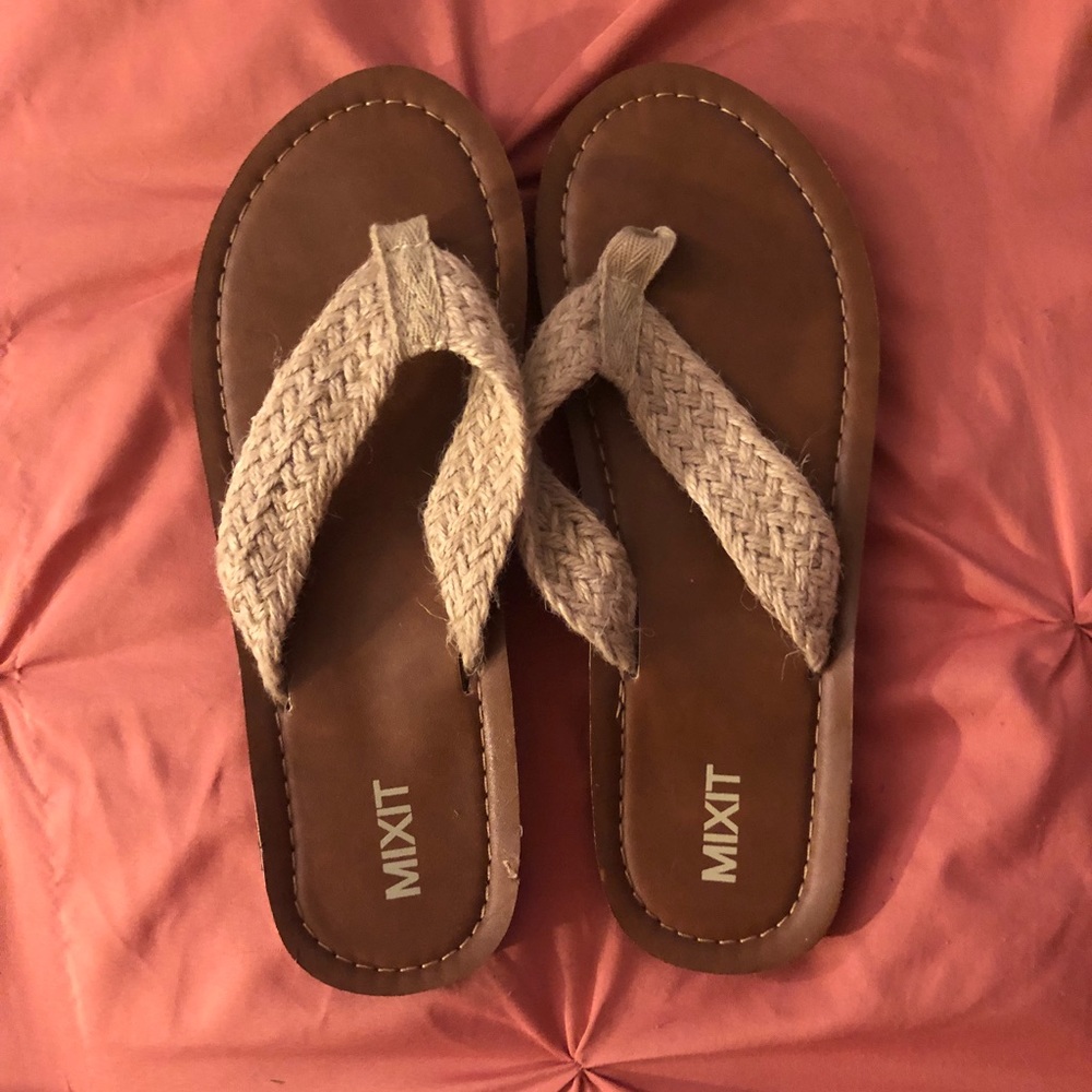Tan Beachy flip-flops
